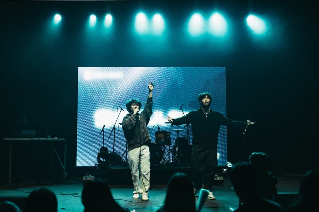 On stage performing live